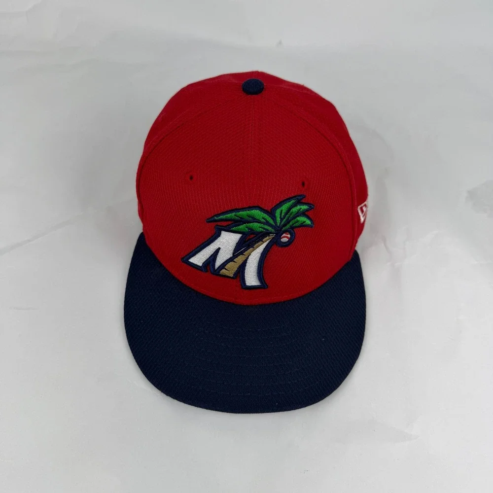 New Era Modesto Nuts MiLB 59FIFTY Fitted‎ Hat Red Navy Blue Size 6 3/4